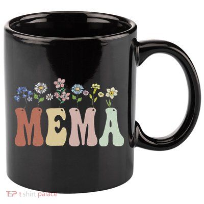 Mema Gifts Women Wildflower Floral Design Mema 11oz C Handle Ceramic Mug