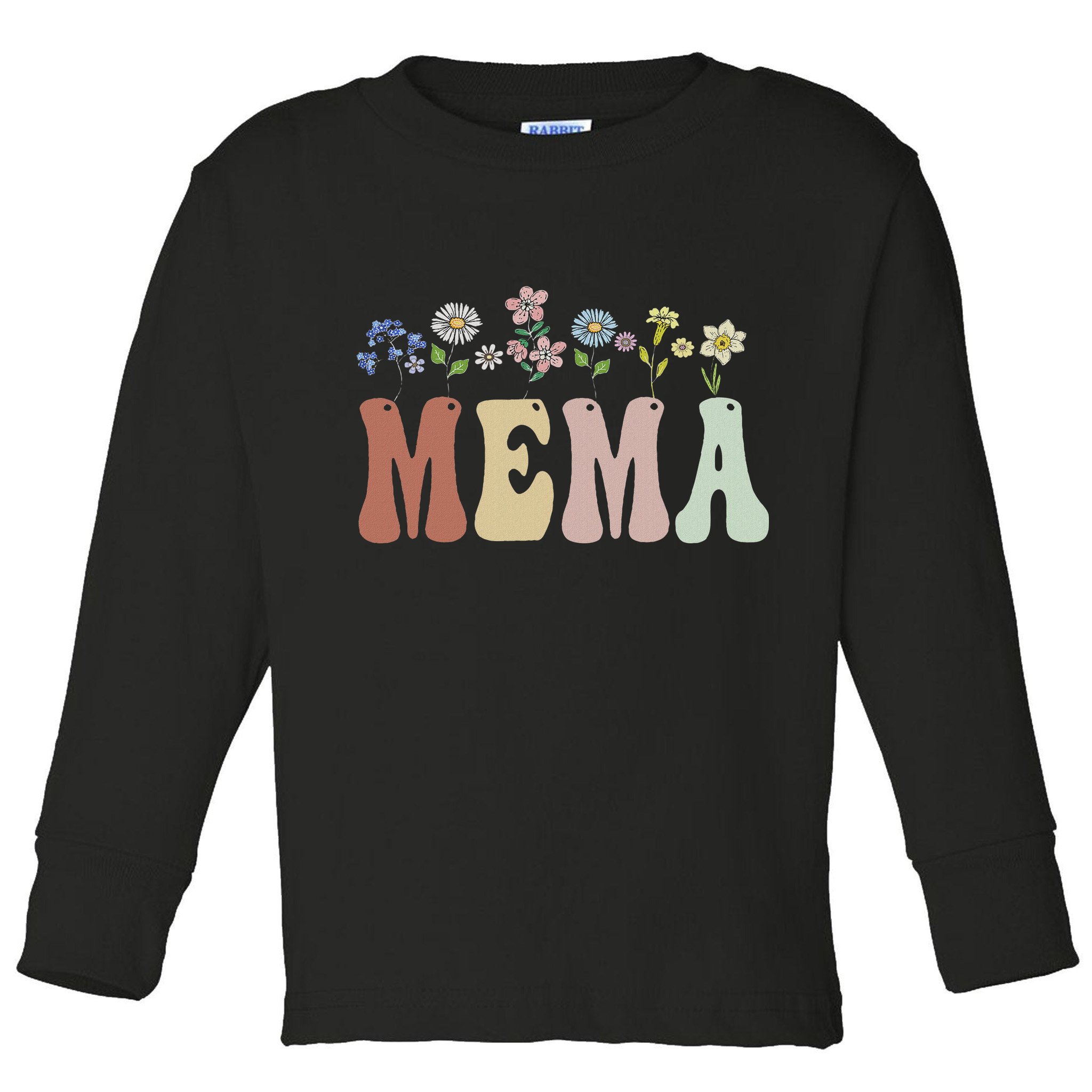 Mema Gifts Women Wildflower Floral Design Mema Toddler Long Sleeve Shirt