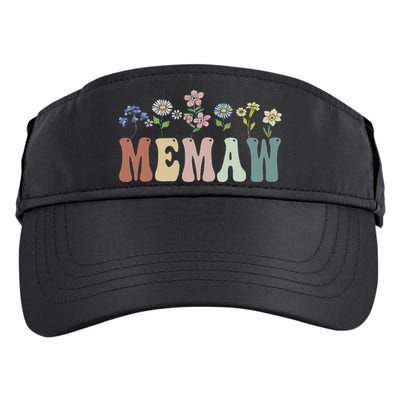 Memaw Gifts Women Wildflower Floral Design Memaw Adult Drive Performance Visor