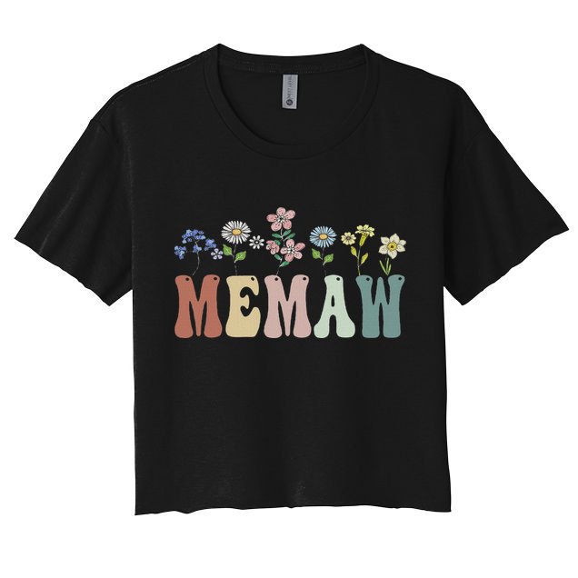 Memaw Gifts Women Wildflower Floral Design Memaw Crop Top