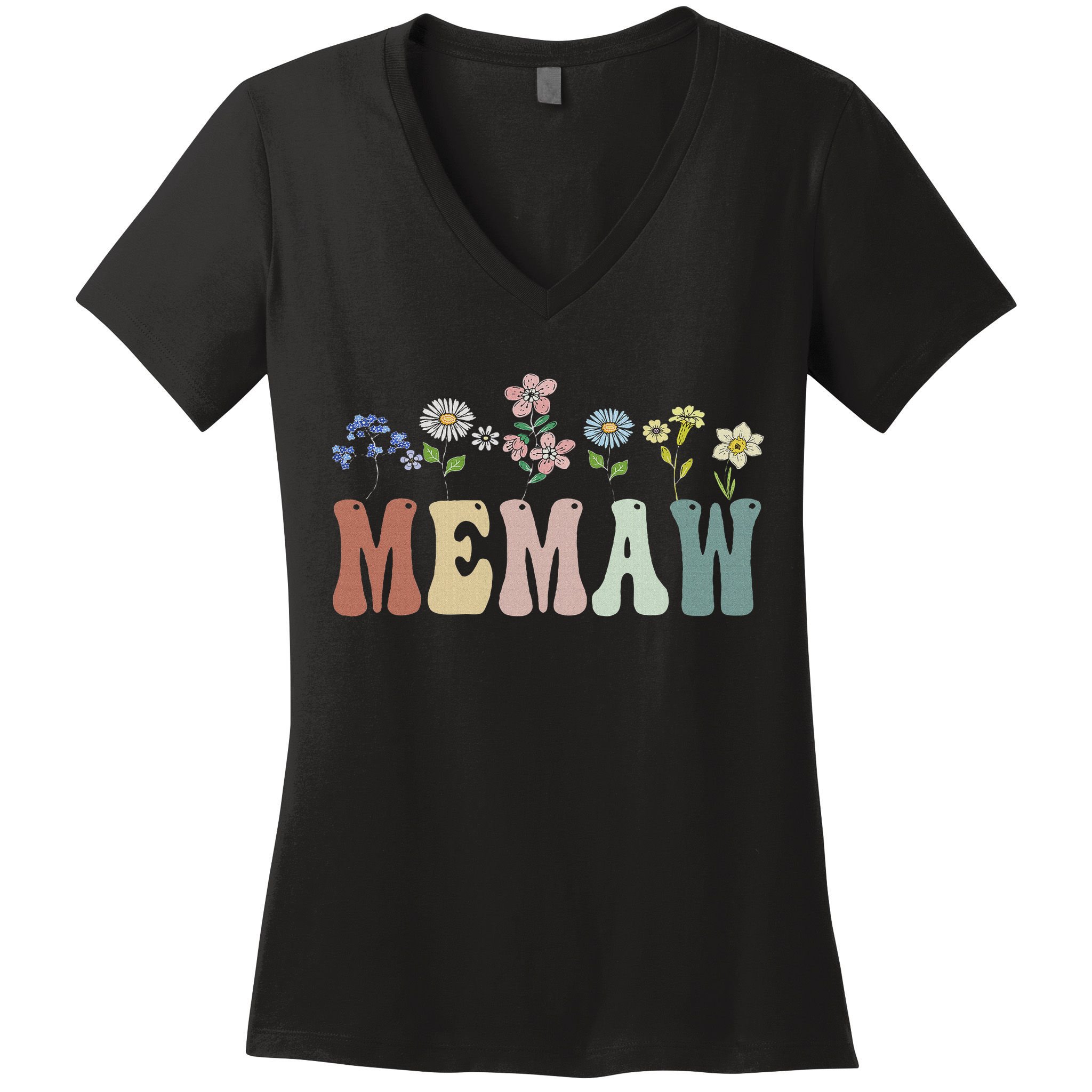 Memaw Gifts Women Wildflower Floral Design Memaw Women's V-Neck T-Shirt