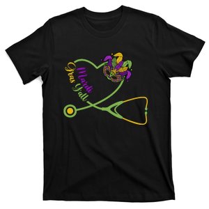 Mardi Gras YAll Stethoscope Cute Nurse T-Shirt