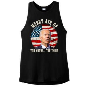 Merry Happy 4th Of You Know The Thing Funny Biden Confused Ladies PosiCharge Tri-Blend Wicking Tank