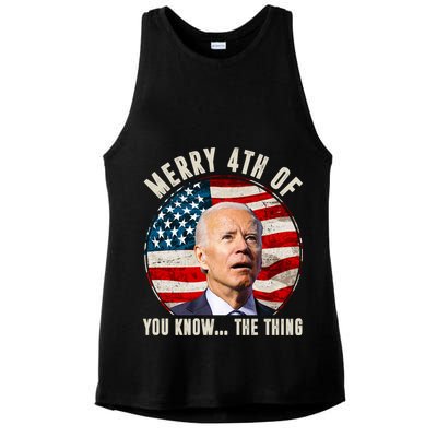 Merry Happy 4th Of You Know The Thing Funny Biden Confused Ladies PosiCharge Tri-Blend Wicking Tank