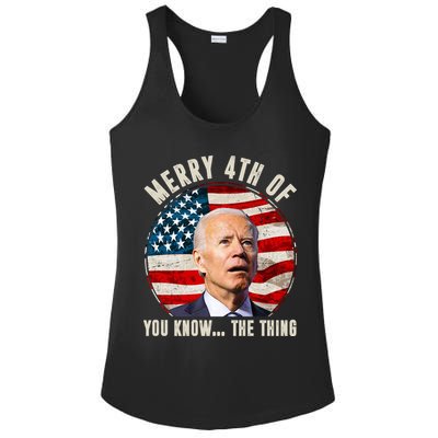 Merry Happy 4th Of You Know The Thing Funny Biden Confused Ladies PosiCharge Competitor Racerback Tank