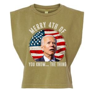 Merry Happy 4th Of You Know The Thing Funny Biden Confused Garment-Dyed Women's Muscle Tee