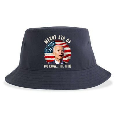 Merry Happy 4th Of You Know The Thing Funny Biden Confused Sustainable Bucket Hat