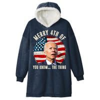 Merry Happy 4th Of You Know The Thing Funny Biden Confused Hooded Wearable Blanket