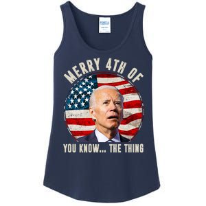 Merry Happy 4th Of You Know The Thing Funny Biden Confused Ladies Essential Tank