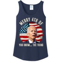 Merry Happy 4th Of You Know The Thing Funny Biden Confused Ladies Essential Tank