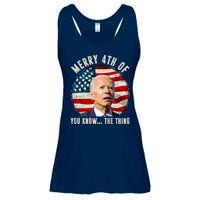 Merry Happy 4th Of You Know The Thing Funny Biden Confused Ladies Essential Flowy Tank