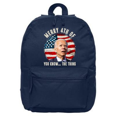 Merry Happy 4th Of You Know The Thing Funny Biden Confused 16 in Basic Backpack