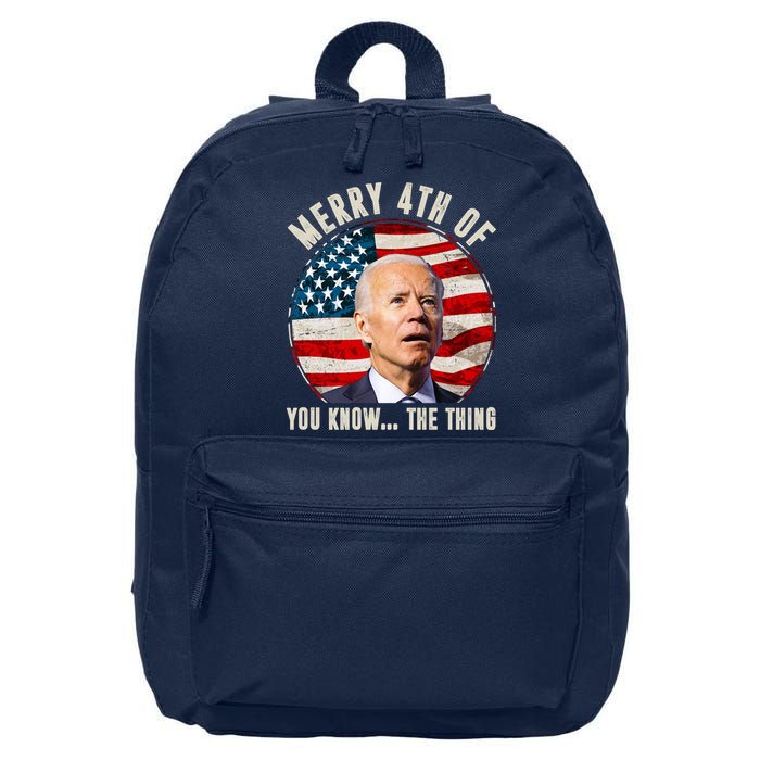 Merry Happy 4th Of You Know The Thing Funny Biden Confused 16 in Basic Backpack