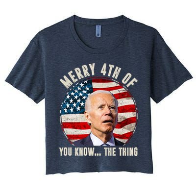 Merry Happy 4th Of You Know The Thing Funny Biden Confused Crop Top