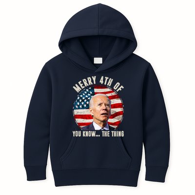 Merry Happy 4th Of You Know The Thing Funny Biden Confused Kids Hoodie