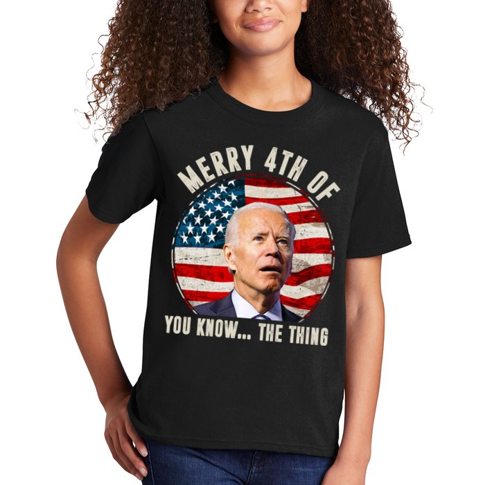 Merry Happy 4th Of You Know The Thing Funny Biden Confused Kids T-Shirt
