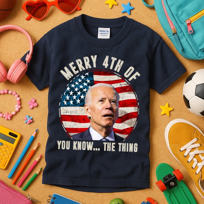Merry Happy 4th Of You Know The Thing Funny Biden Confused Kids T-Shirt