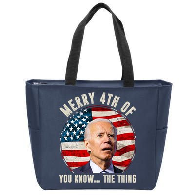 Merry Happy 4th Of You Know The Thing Funny Biden Confused Zip Tote Bag
