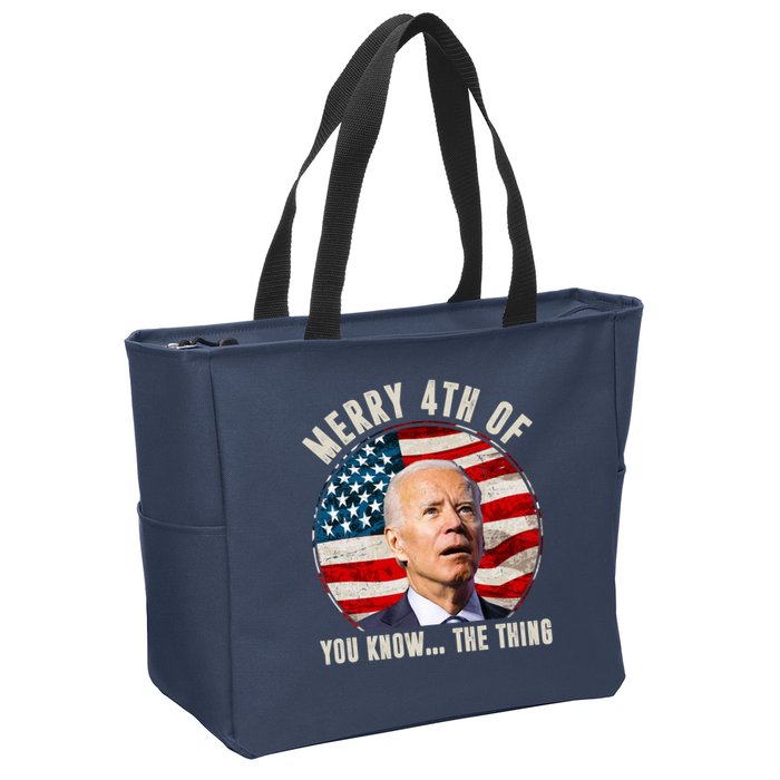 Merry Happy 4th Of You Know The Thing Funny Biden Confused Zip Tote Bag