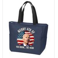 Merry Happy 4th Of You Know The Thing Funny Biden Confused Zip Tote Bag