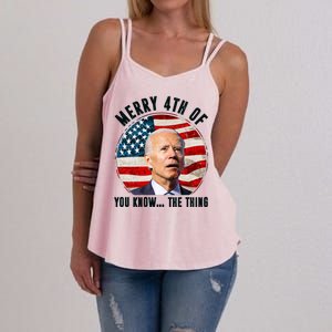 Merry Happy 4th Of You Know The Thing Funny Biden Confused Women's Strappy Tank