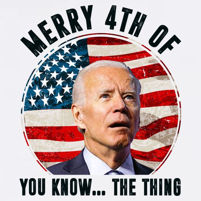 Merry Happy 4th Of You Know The Thing Funny Biden Confused Garment-Dyed Sweatshirt