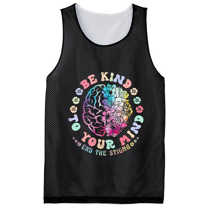 Mental Health Awareness Be Kind To Your Mind End The Stigma Mesh Reversible Basketball Jersey Tank