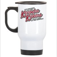 Mens Home Alone Kenosha Kickers Logo Stainless Steel Travel Mug