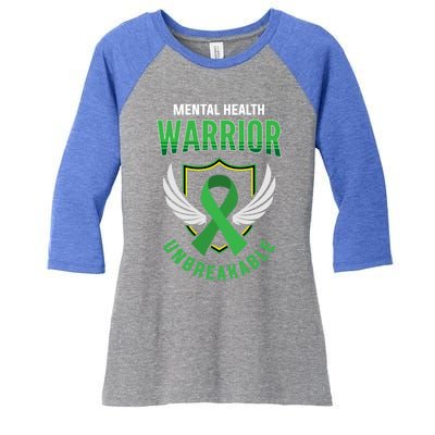 Mental Health Awareness Or Tal Health Warrior Unbreakable Gift Women's Tri-Blend 3/4-Sleeve Raglan Shirt