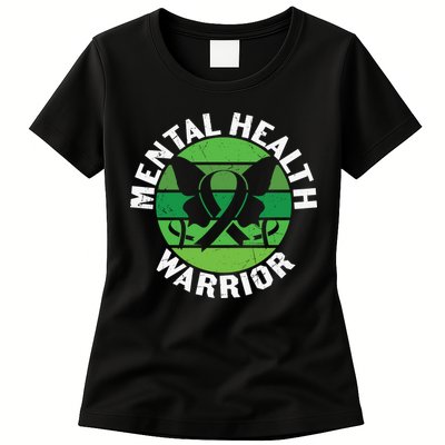 Mental Health Awareness Funny Mental Health Warrior Gift Womens T-Shirt