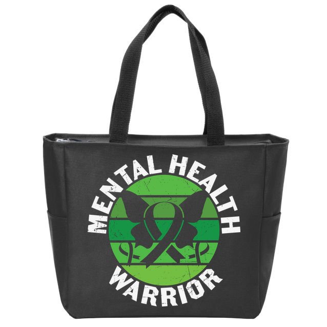 Mental Health Awareness Funny Mental Health Warrior Gift Zip Tote Bag
