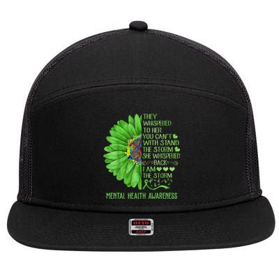 Mental Health Awareness Matters Sunflower I Am The Storm 7 Panel Mesh Trucker Snapback Hat