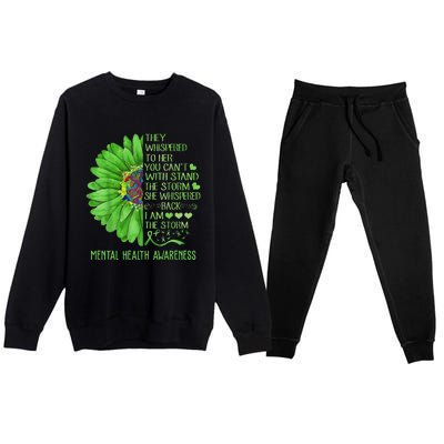 Mental Health Awareness Matters Sunflower I Am The Storm Premium Crewneck Sweatsuit Set