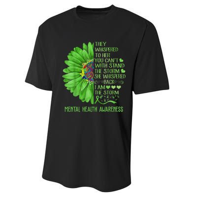 Mental Health Awareness Matters Sunflower I Am The Storm Performance Sprint T-Shirt