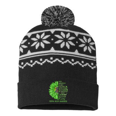 Mental Health Awareness Matters Sunflower I Am The Storm USA-Made Snowflake Beanie