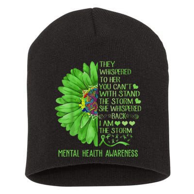 Mental Health Awareness Matters Sunflower I Am The Storm Short Acrylic Beanie