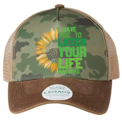 Mental Health Awareness I Have Time To Listen Matter Legacy Tie Dye Trucker Hat