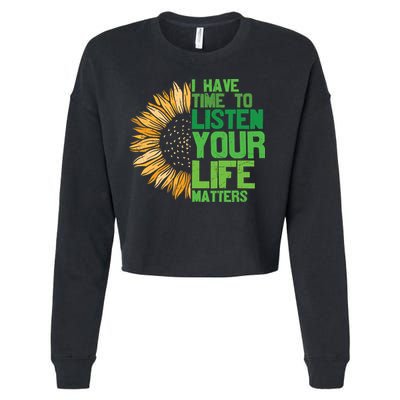 Mental Health Awareness I Have Time To Listen Matter Cropped Pullover Crew
