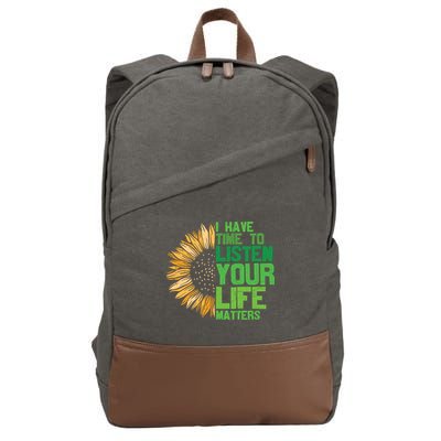 Mental Health Awareness I Have Time To Listen Matter Cotton Canvas Backpack