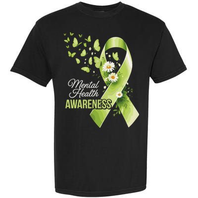 Mental Health Awareness Butterfly Green Ribbon  Garment-Dyed Heavyweight T-Shirt