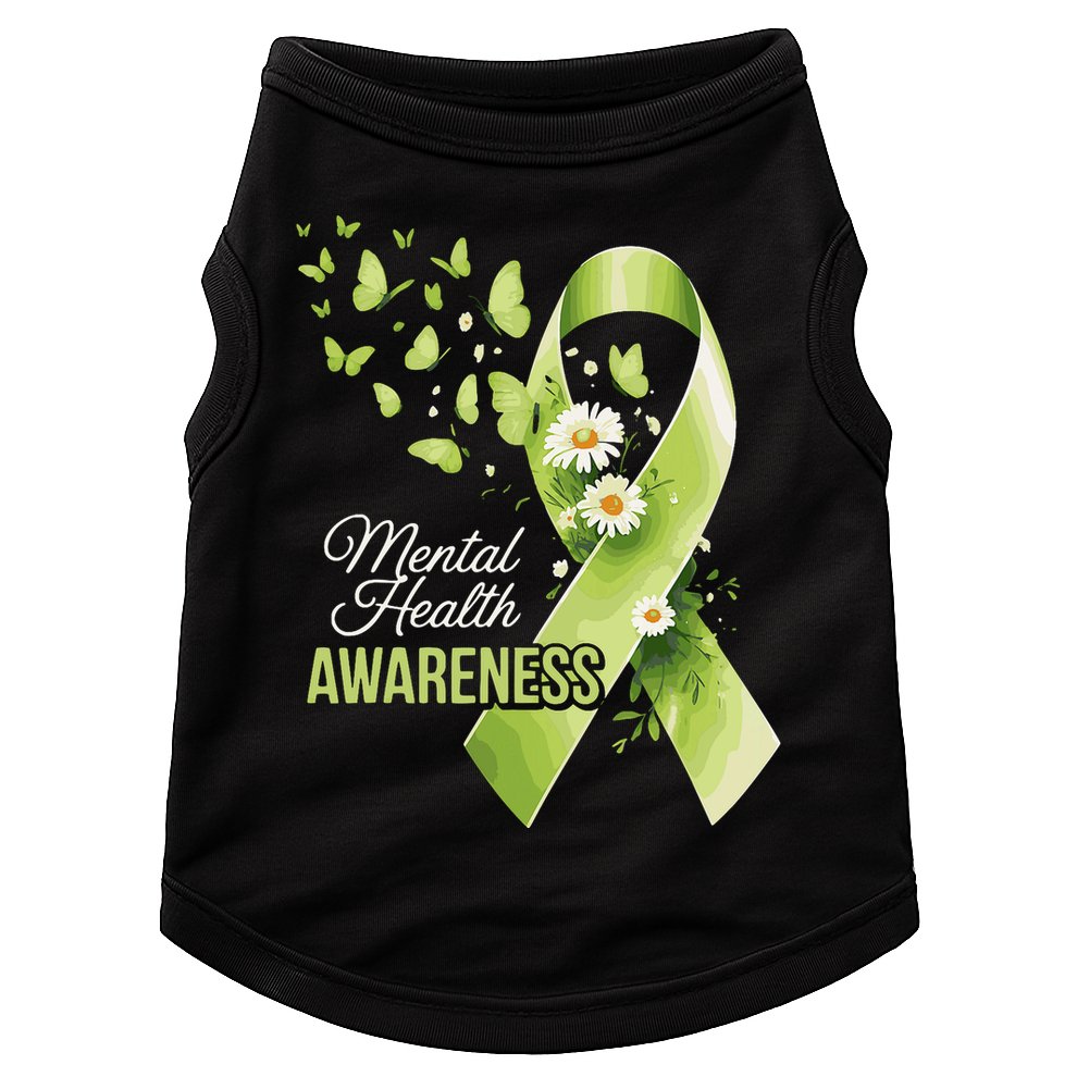 Mental Health Awareness Butterfly Green Ribbon  Doggie Tank