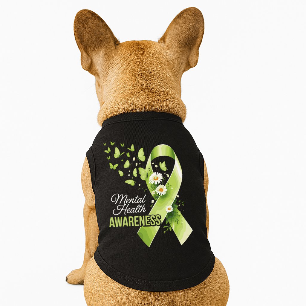 Mental Health Awareness Butterfly Green Ribbon  Doggie Tank