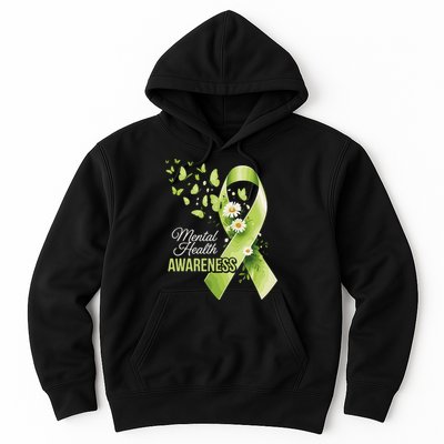 Mental Health Awareness Butterfly Green Ribbon  Hoodie