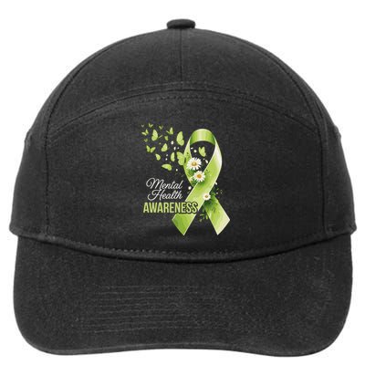 Mental Health Awareness Butterfly Green Ribbon  7-Panel Snapback Hat