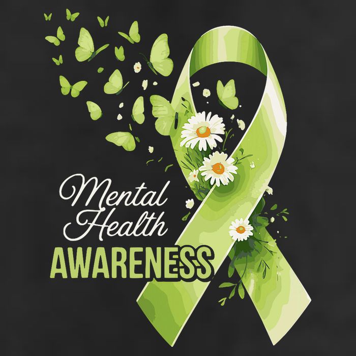 Mental Health Awareness Butterfly Green Ribbon  11oz C Handle Ceramic Mug