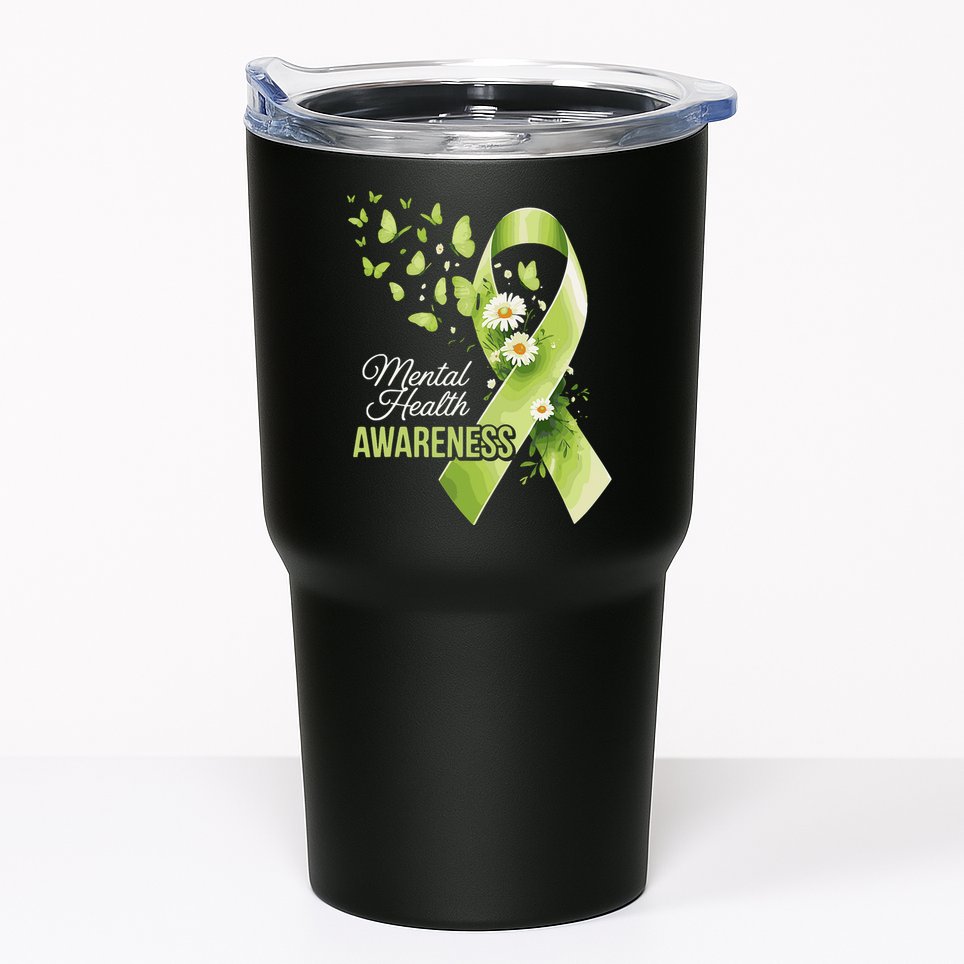 Mental Health Awareness Butterfly Green Ribbon  Tumbler