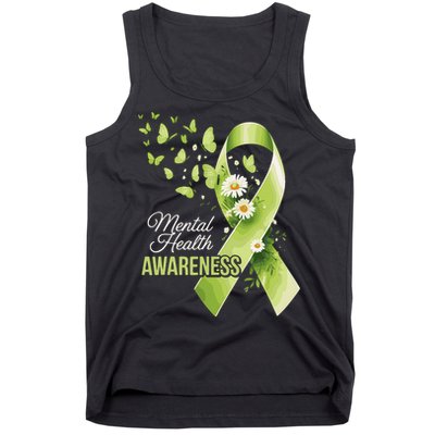 Mental Health Awareness Butterfly Green Ribbon  Tank Top