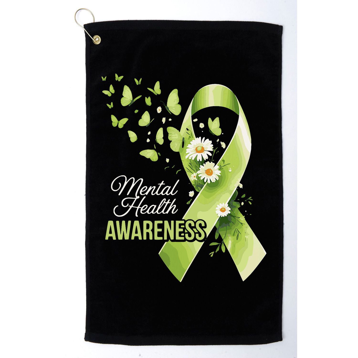 Mental Health Awareness Butterfly Green Ribbon  Golf Towel