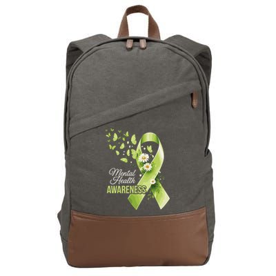 Mental Health Awareness Butterfly Green Ribbon  Cotton Canvas Backpack