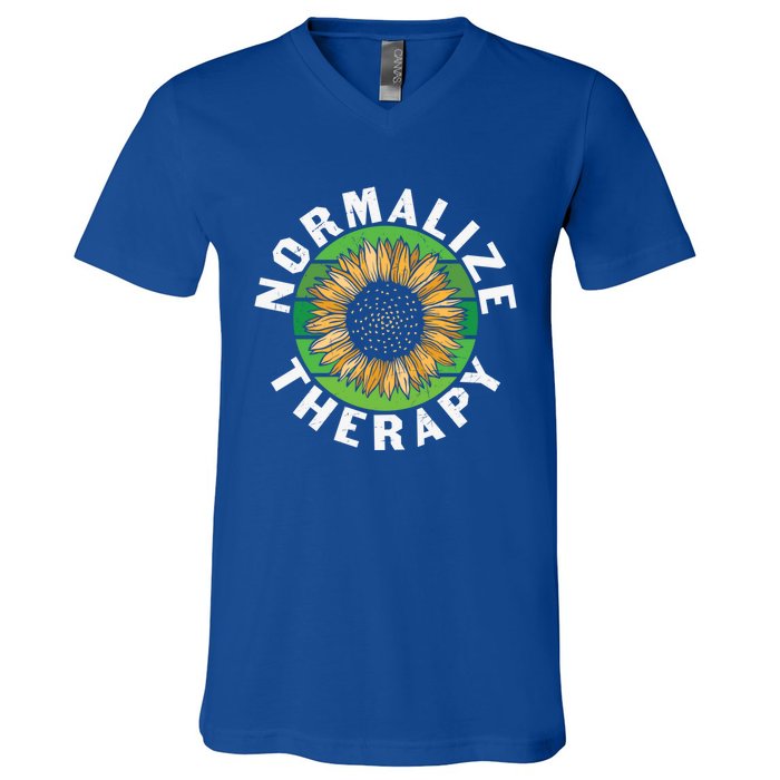 Mental Health Awareness Normalize Therapy Self Improvet Gift V-Neck T-Shirt